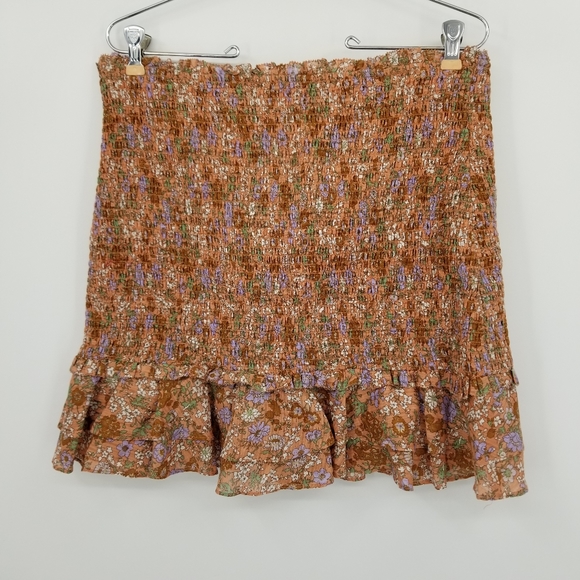 Veronica Beard Melodie Floral-Print Smocked Skirt Size 10 - Picture 2 of 6